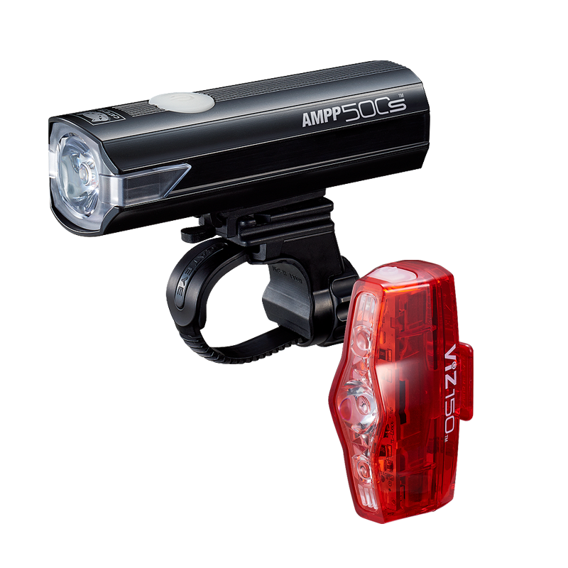 Cateye AMPP 500 Front & VIZ 150 Rear Bike Light Set - USB Rechargeable