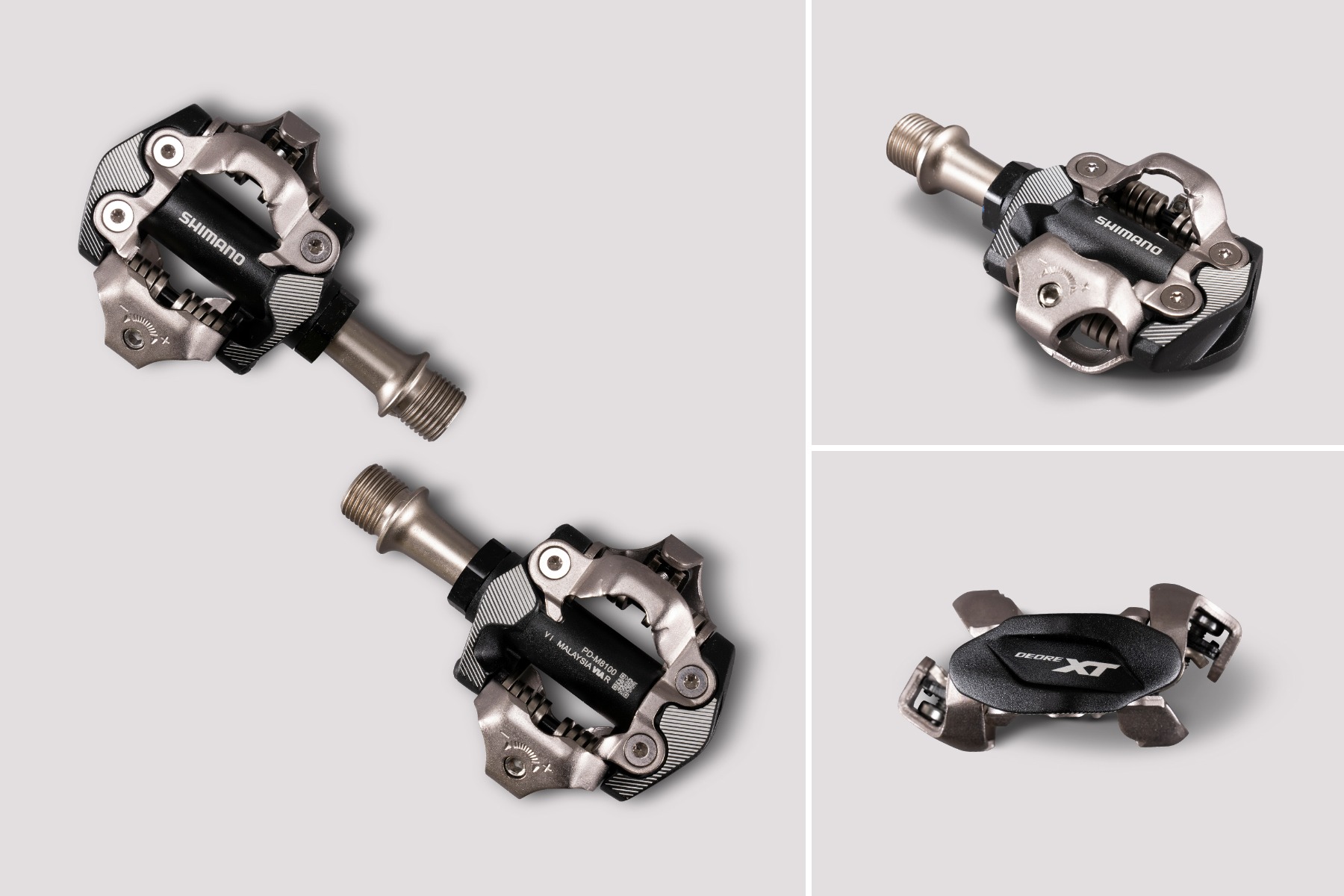 Shimano M8100 Deore XT SPD MTB Race Pedals - Lightweight Dual Sided Clipless - Chrome