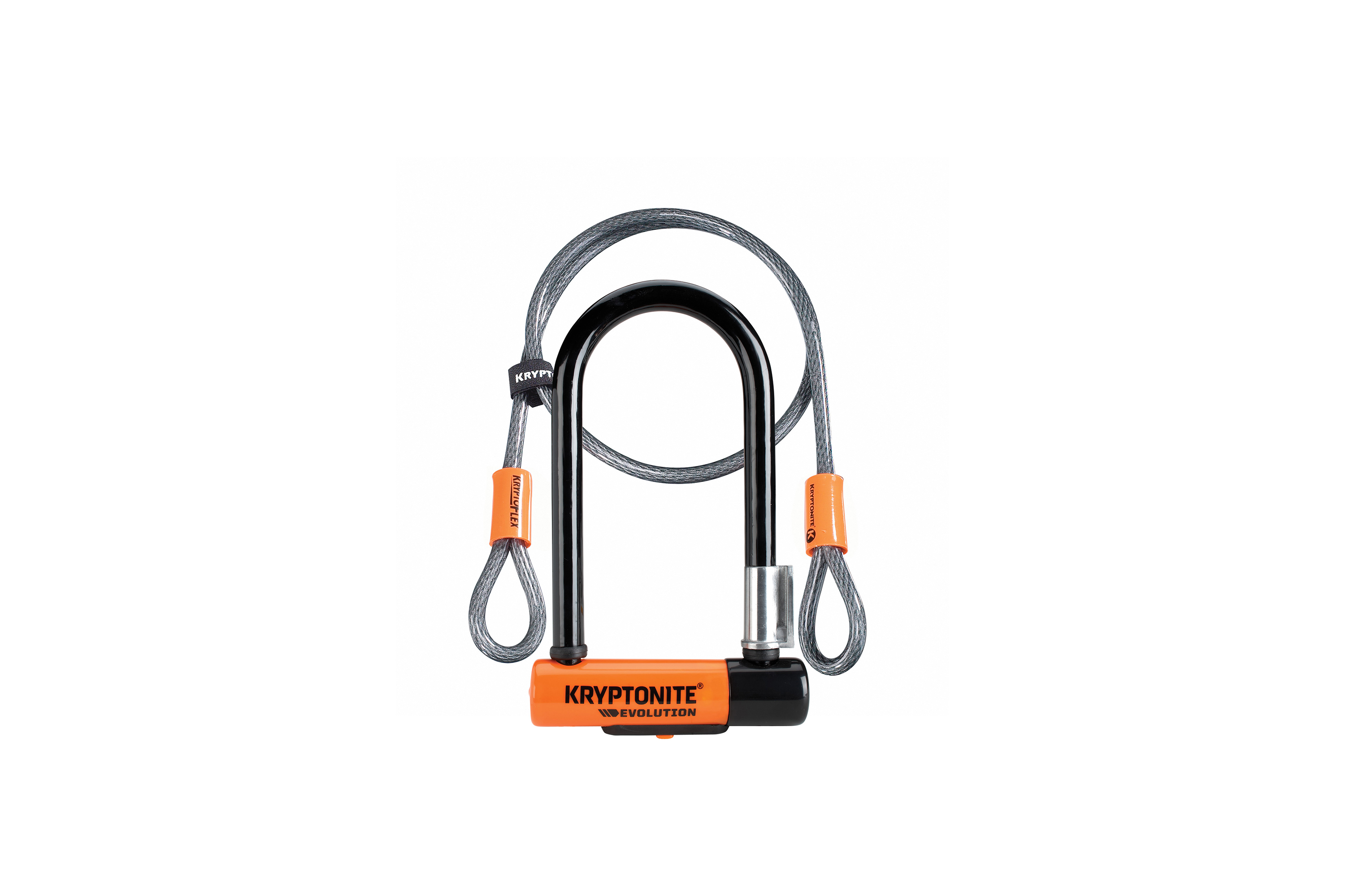Kryptonite Evolution Mini-7 U-Lock & 4ft Flex Cable - Sold Secure Gold - 13mm Steel - Black/Orange