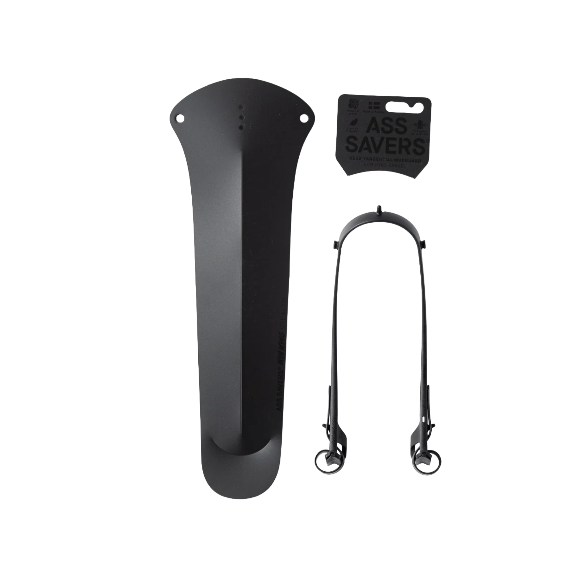 Ass Savers Win Wing Gravel 2 Rear Mudguard - Clip-On Stealth Black - For Tires up to 60mm