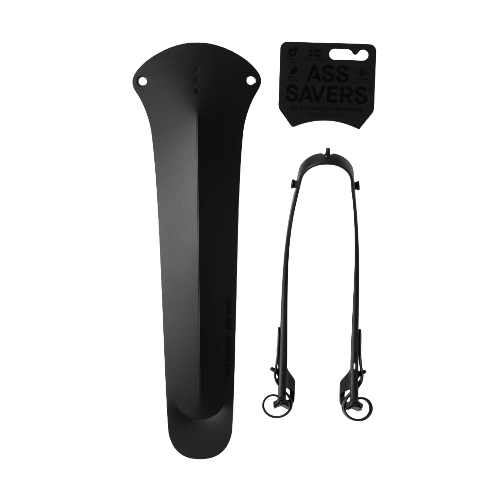 Ass Savers Win Wing Road 2 Rear Mudguard - Clip-On Stealth Black - For Tires up to 35mm